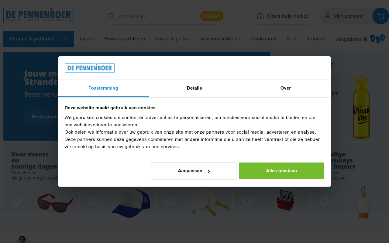 Screenshot van goedkooppennenbedrukken.nl