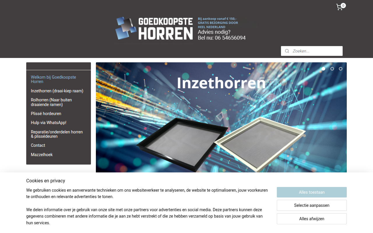 Screenshot van goedkoopstehorren.nl