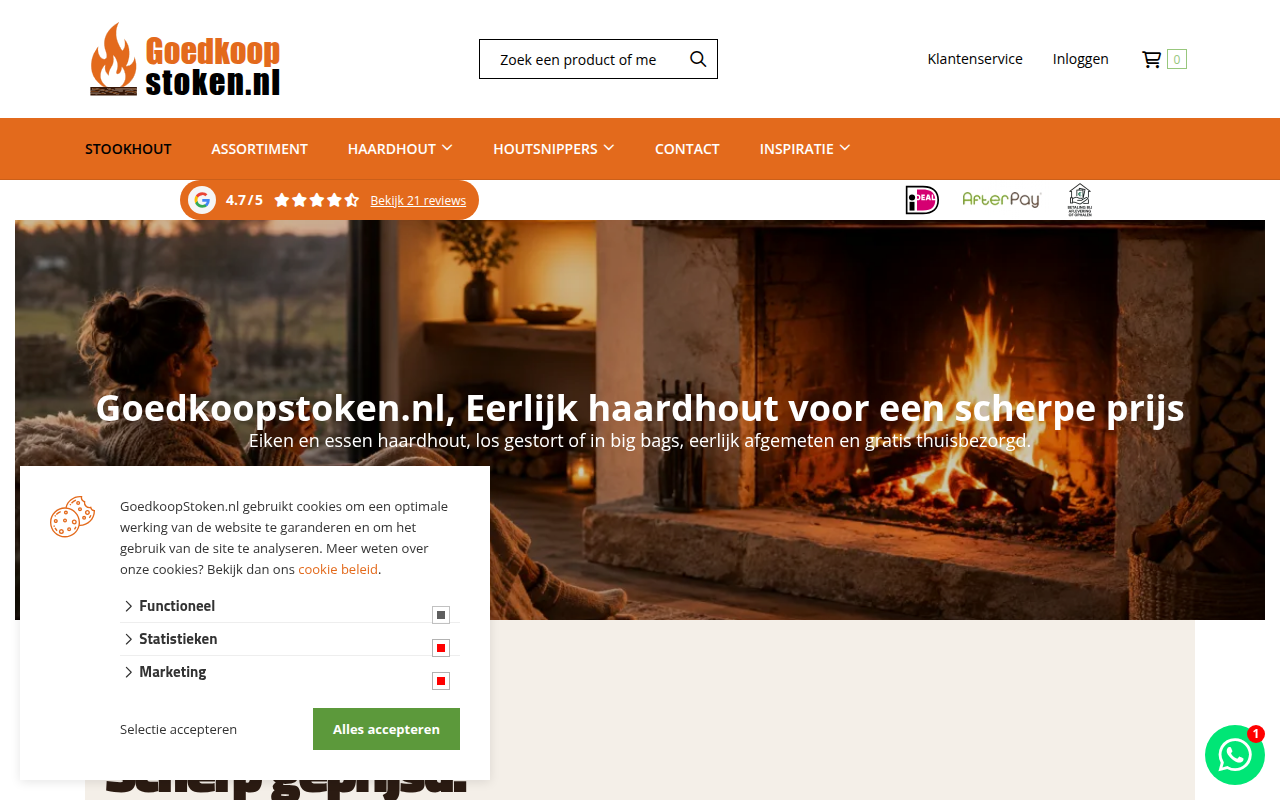 Screenshot van goedkoopstoken.nl