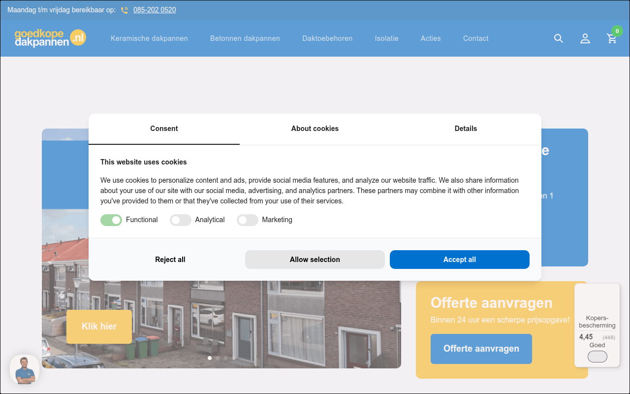 Screenshot van goedkope-dakpannen.nl