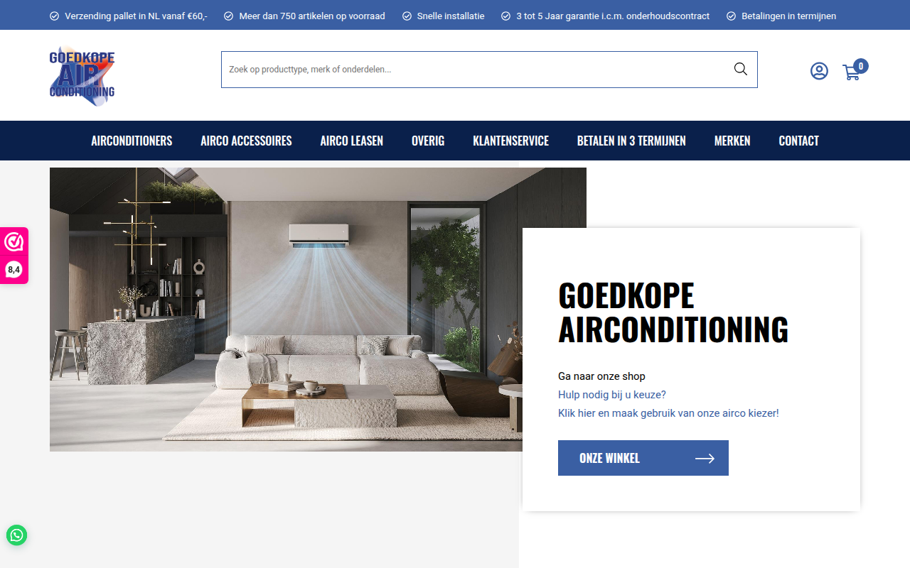 Screenshot van goedkopeairconditioning.com