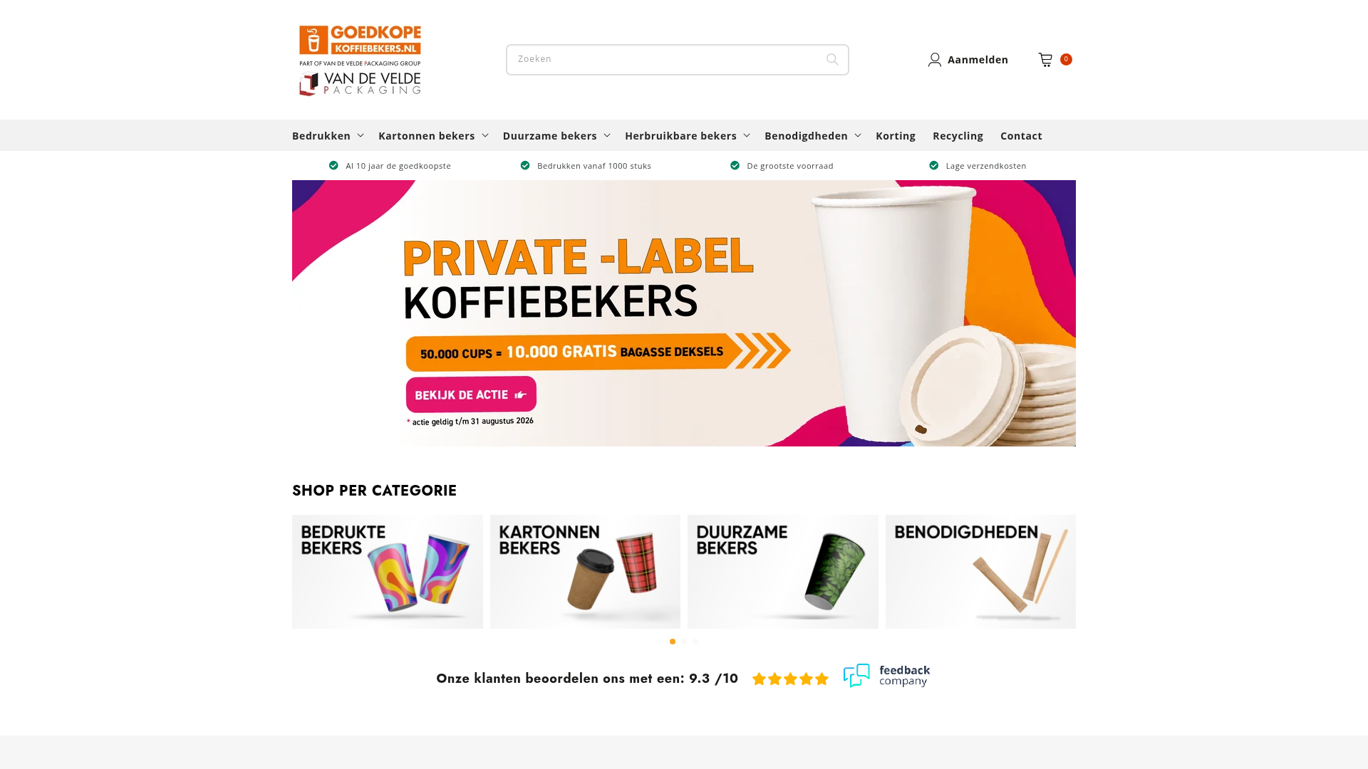 Screenshot van goedkopekoffiebekers.nl