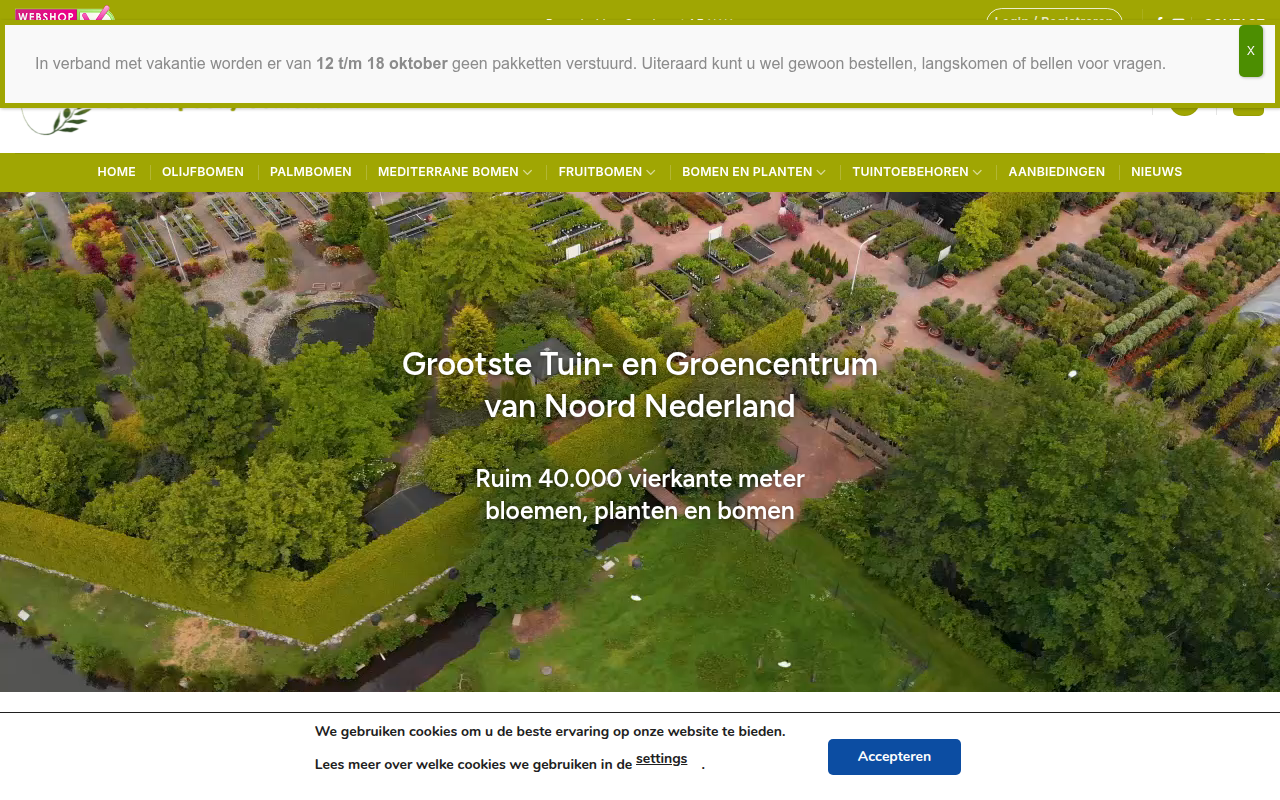 Screenshot van goedkopeolijfbomen.nl