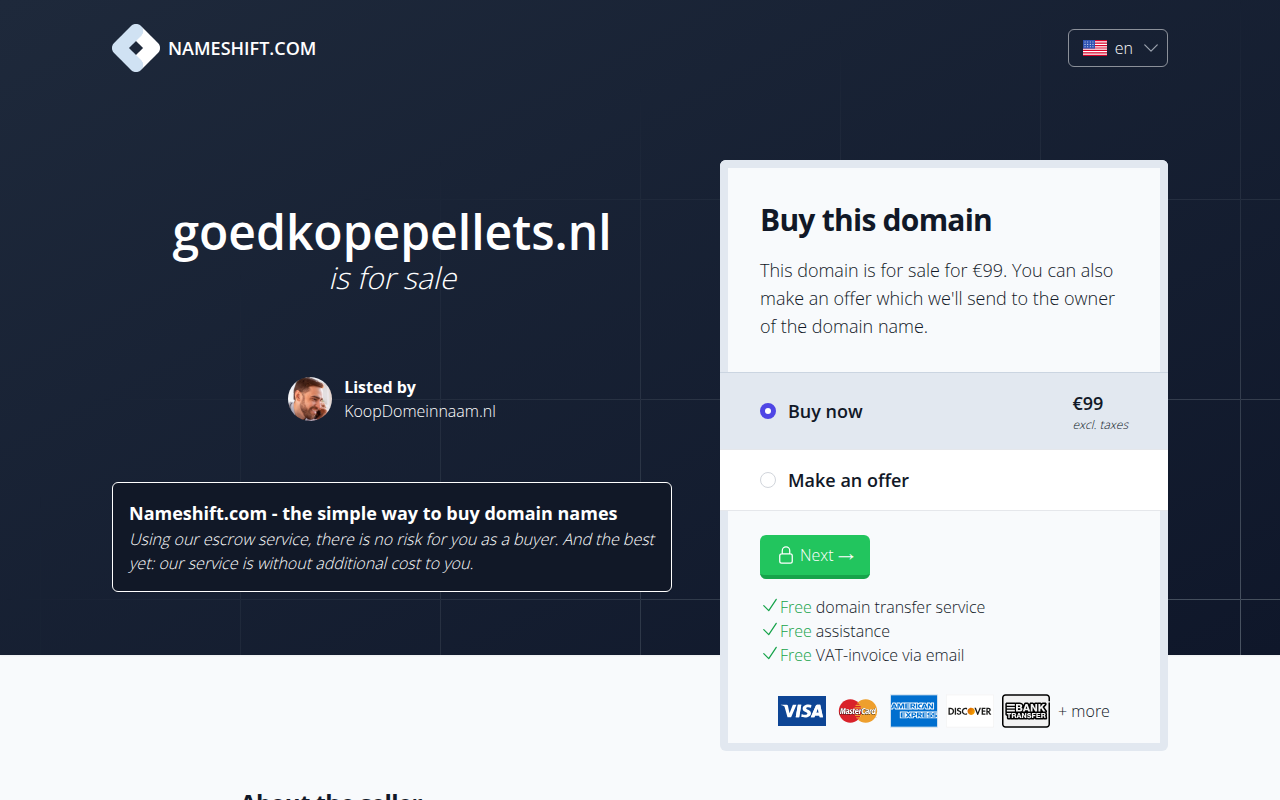Screenshot van goedkopepellets.nl