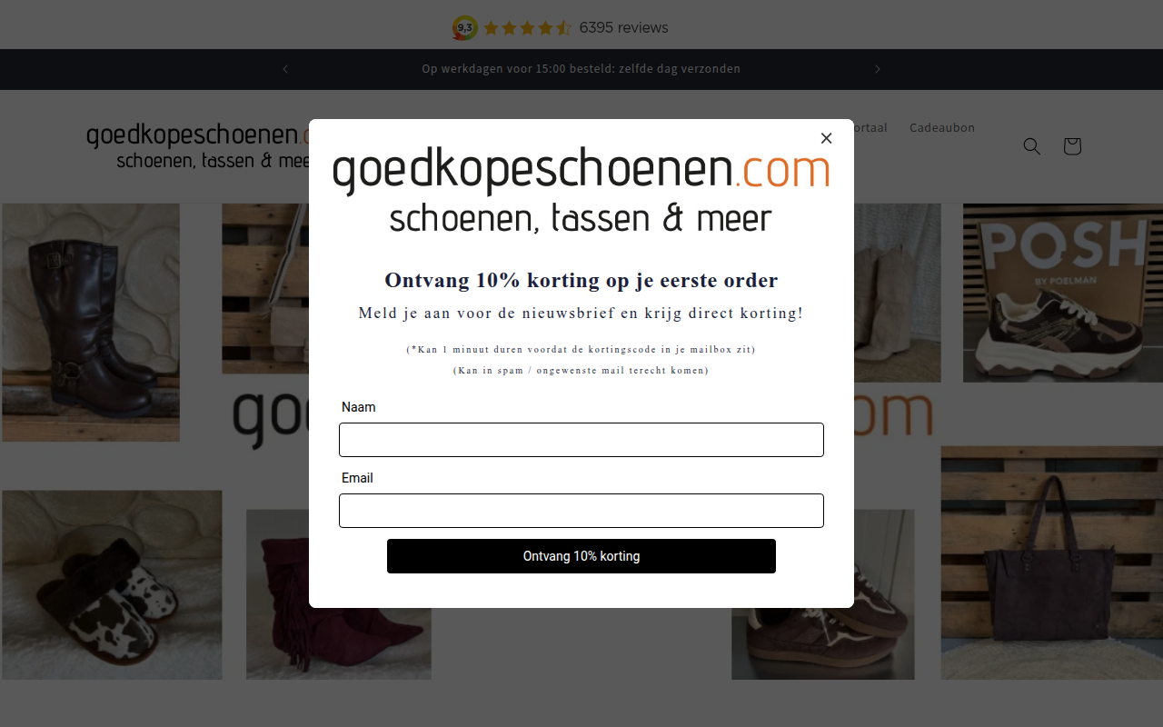 Screenshot van goedkopeschoenen.com