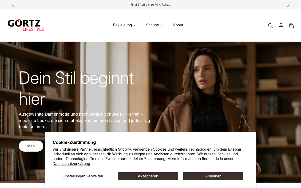Screenshot van goertz.de