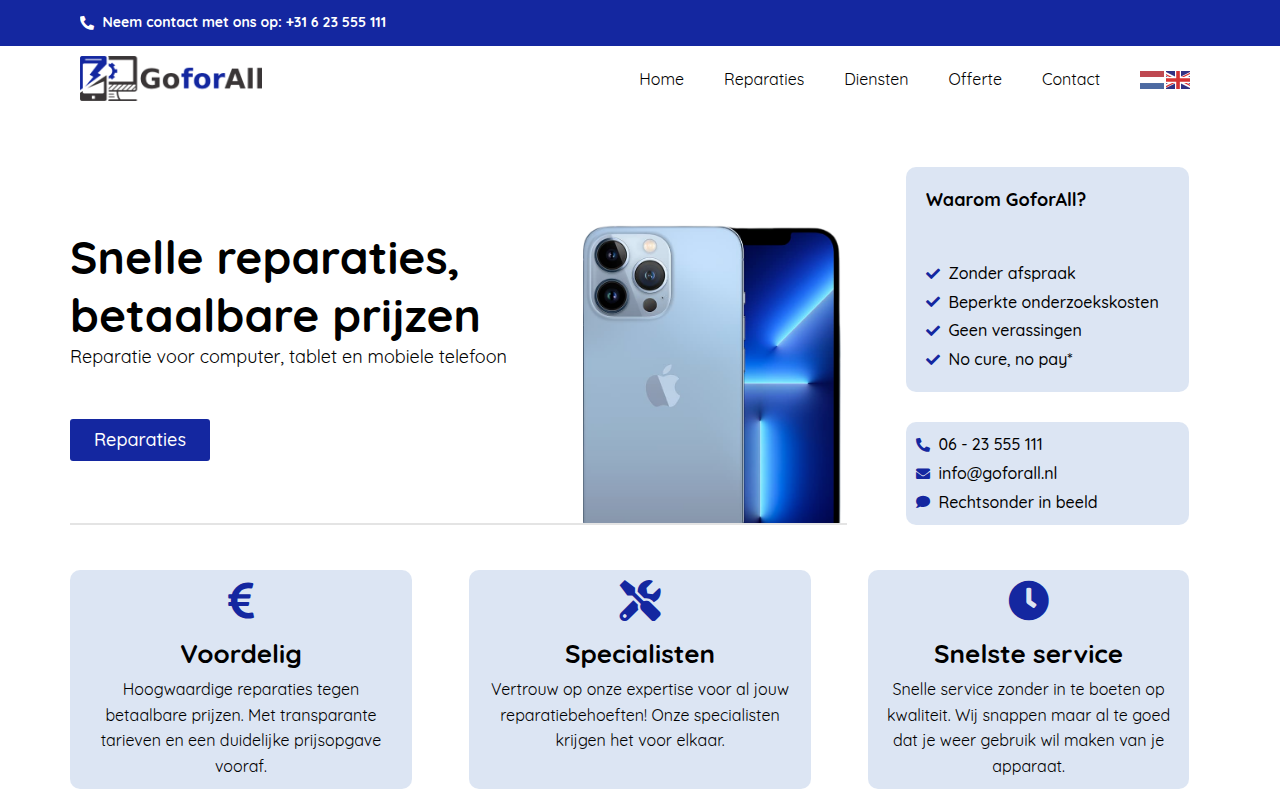 Screenshot van goforall.nl