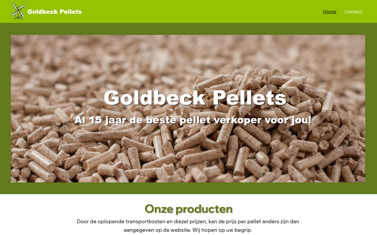 Screenshot van Goldbeck Pellets | Pelletkachel pellets | Friesland