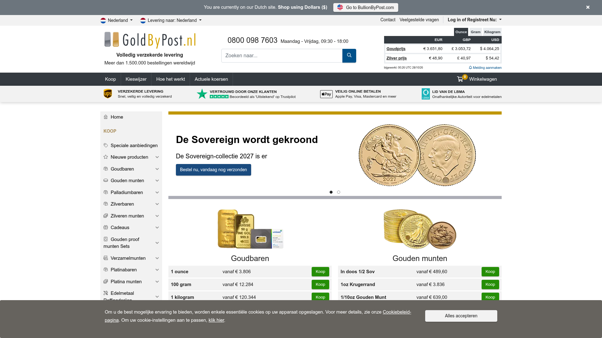 Screenshot van goldbypost.nl