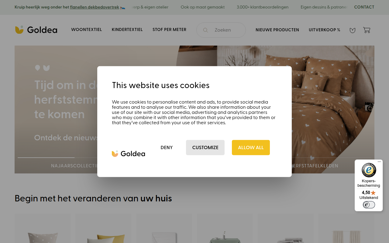 Screenshot van goldeahome.nl