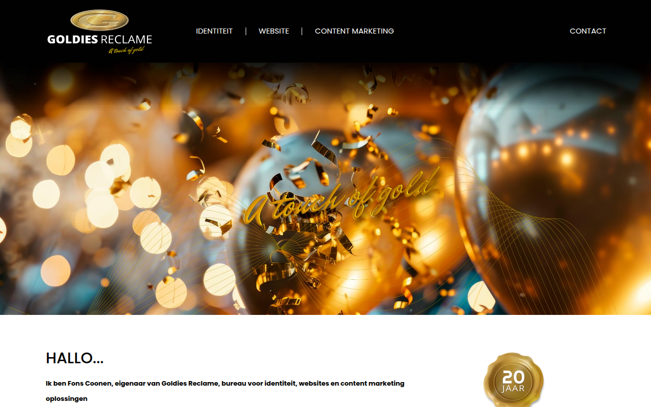 Screenshot van goldiesreclame.nl