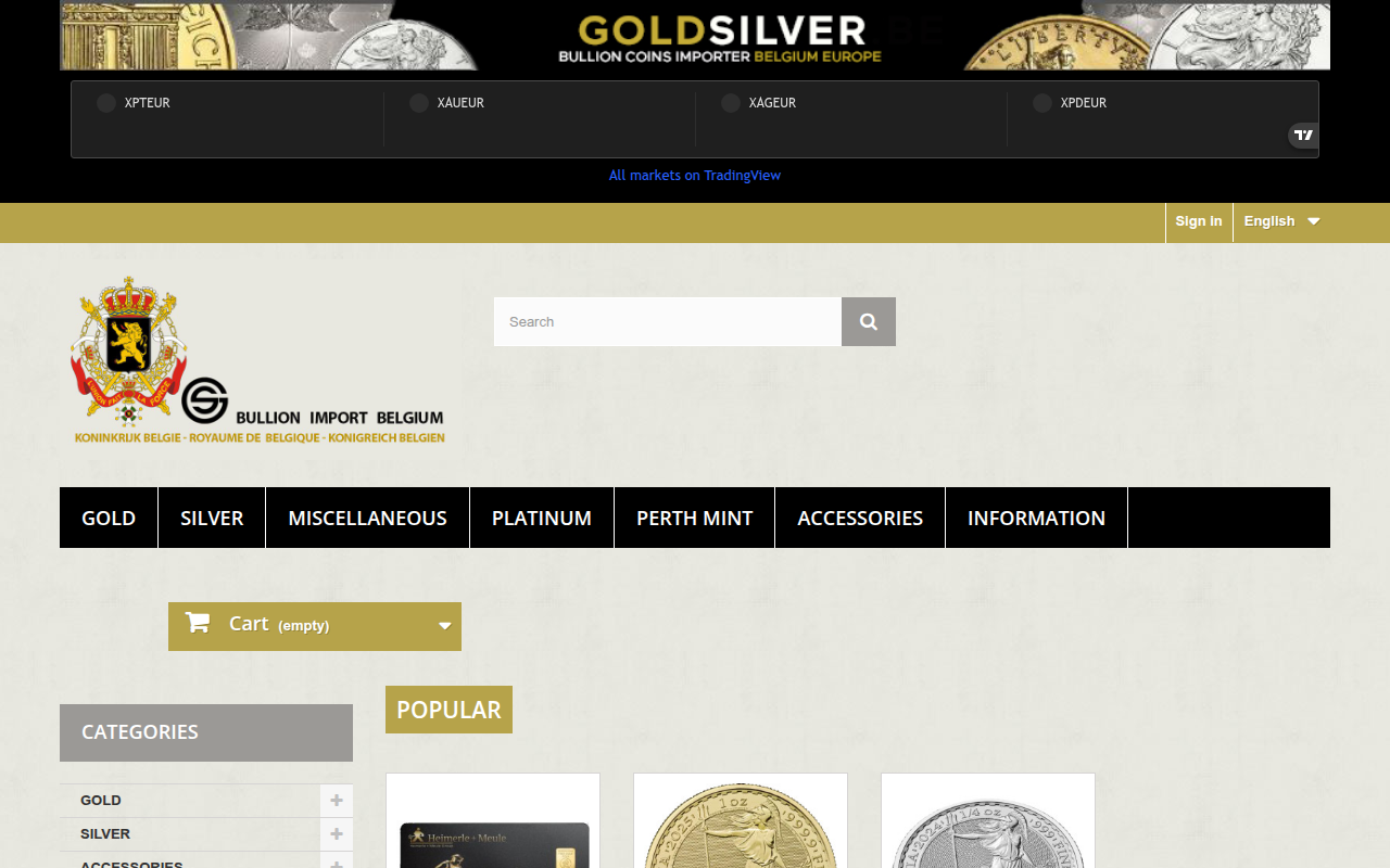 Screenshot van goldsilver.be