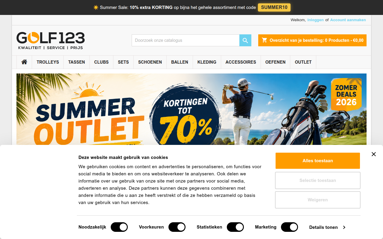 Screenshot van golf123.nl
