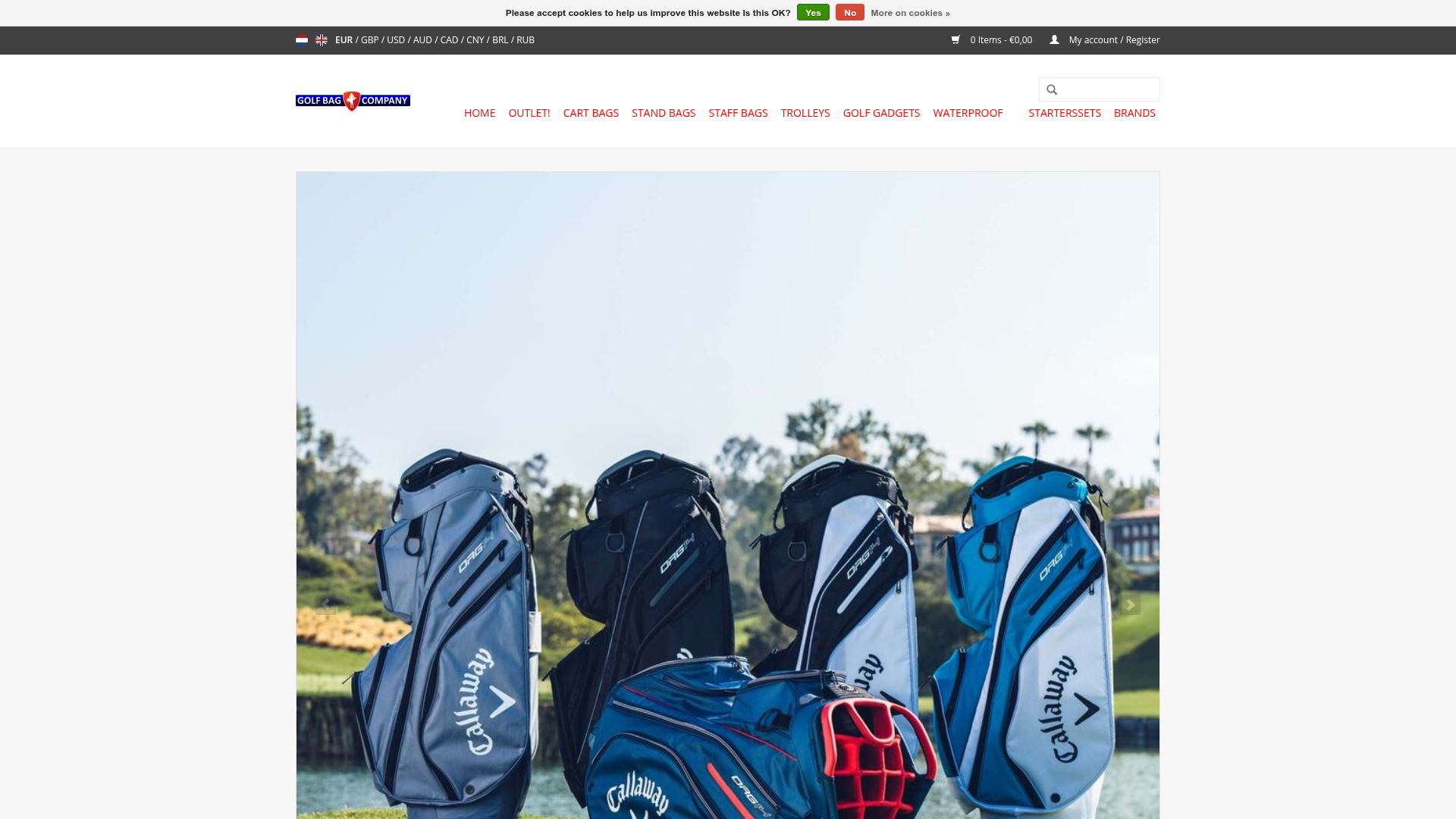 Screenshot van golfbagcompany.com