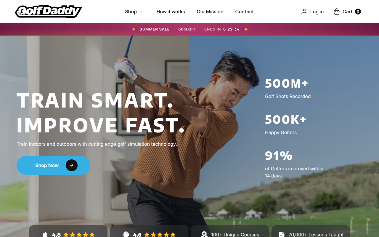 Screenshot van golfdaddy.com