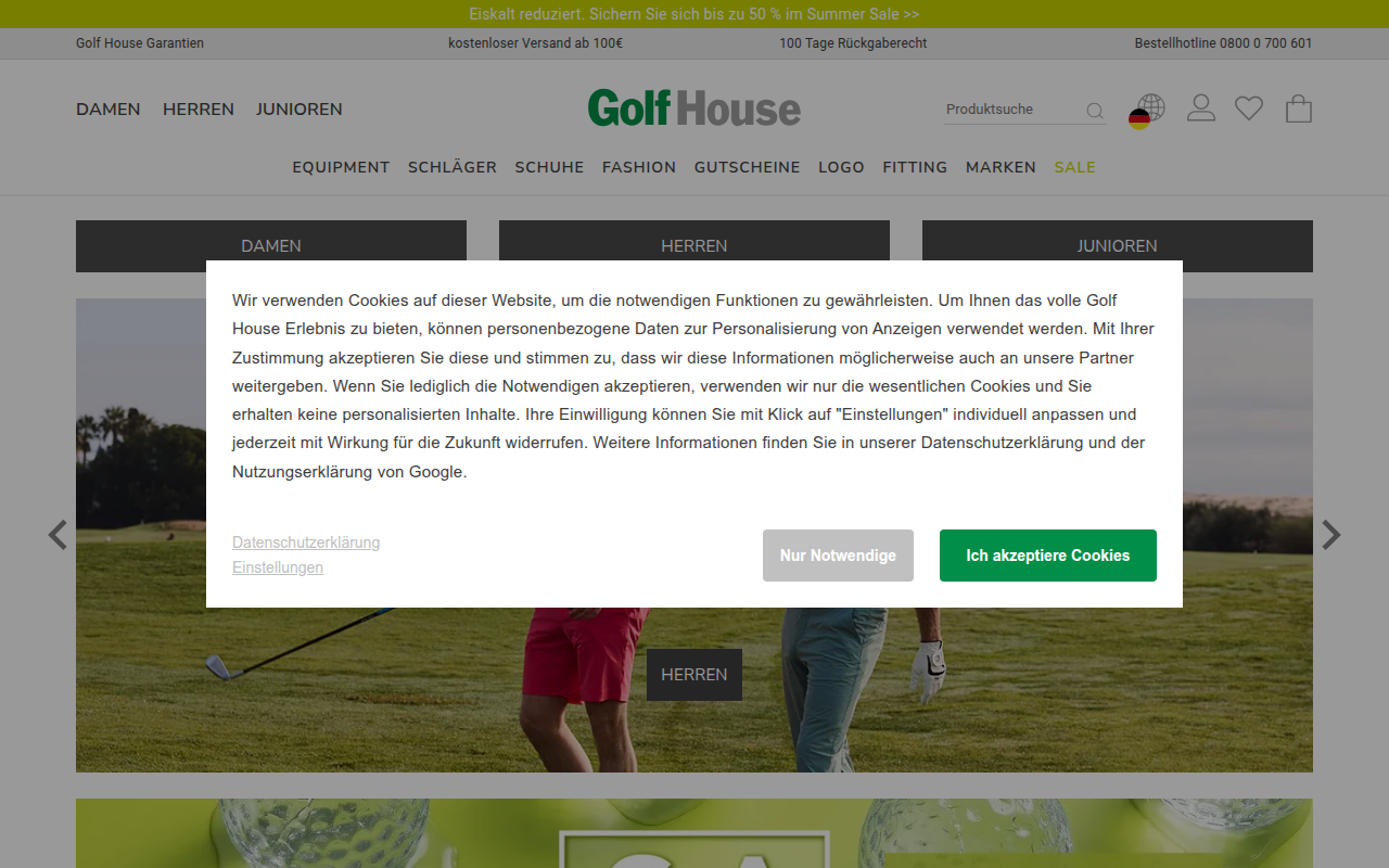 Screenshot van golfhouse.de