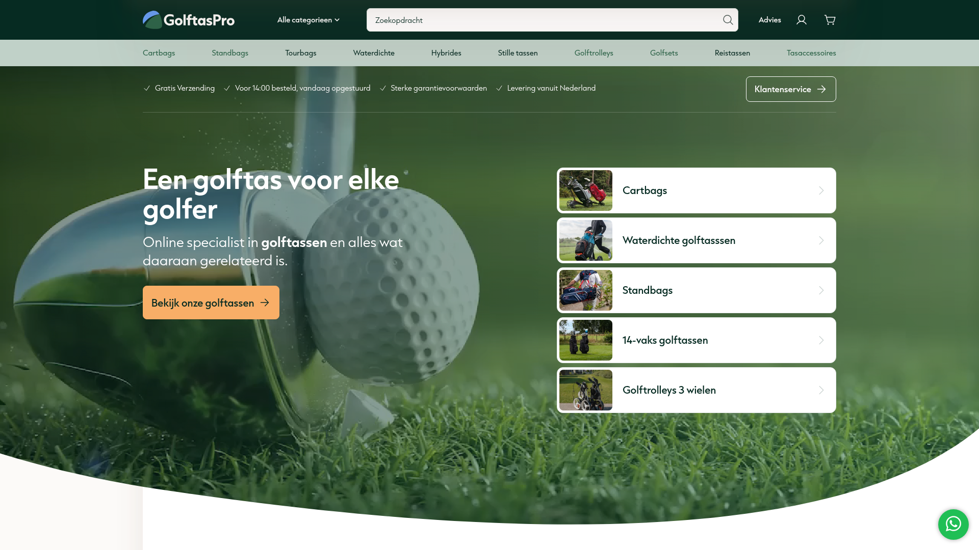 Screenshot van golftaspro.nl