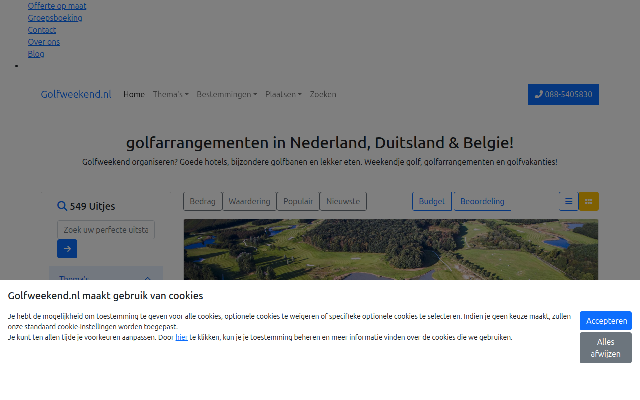 Screenshot van golfweekend.nl