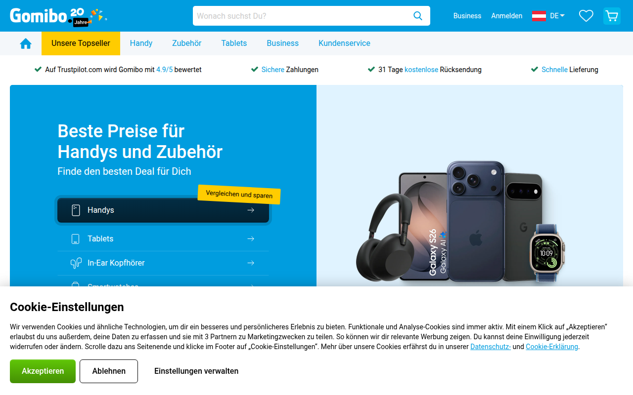 Screenshot van gomibo.at