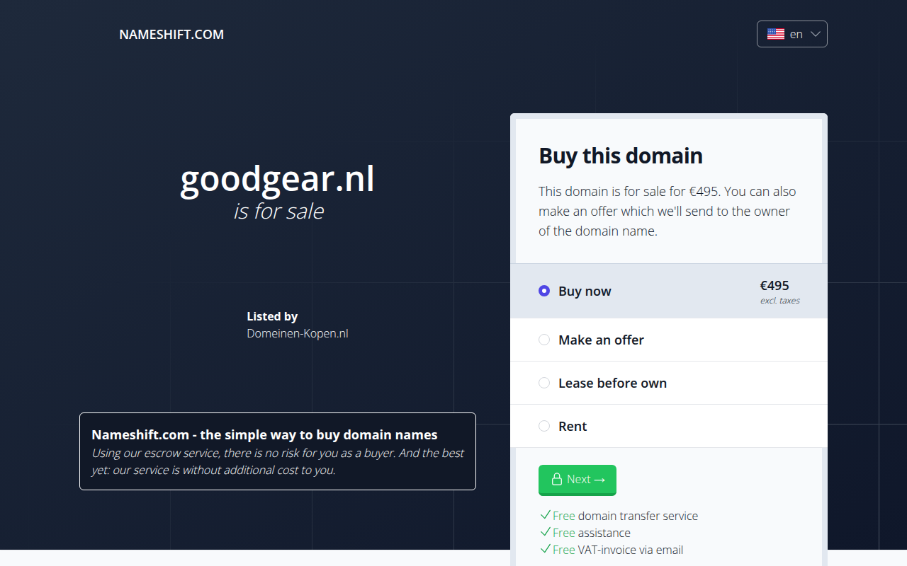 Screenshot van goodgear.nl