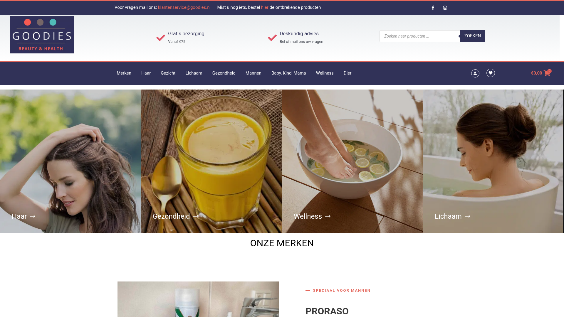 Screenshot van goodies.nl