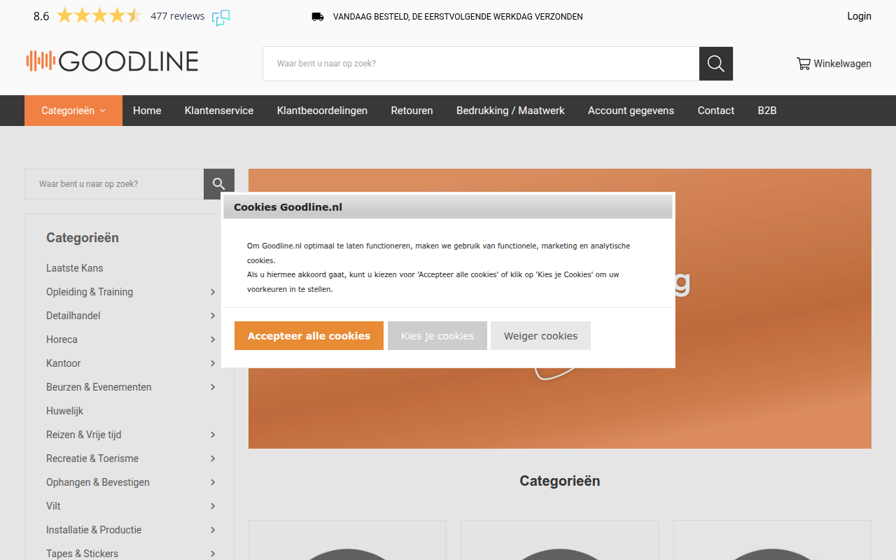 Screenshot van goodline.nl