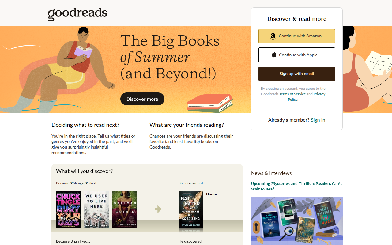 Screenshot van goodreads.com