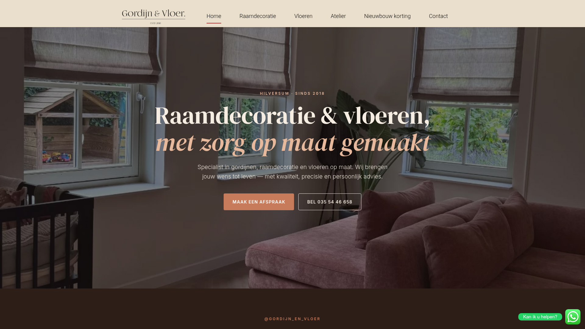 Screenshot van gordijnenvloer.nl