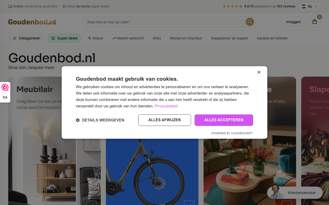 Screenshot van goudenbod.nl