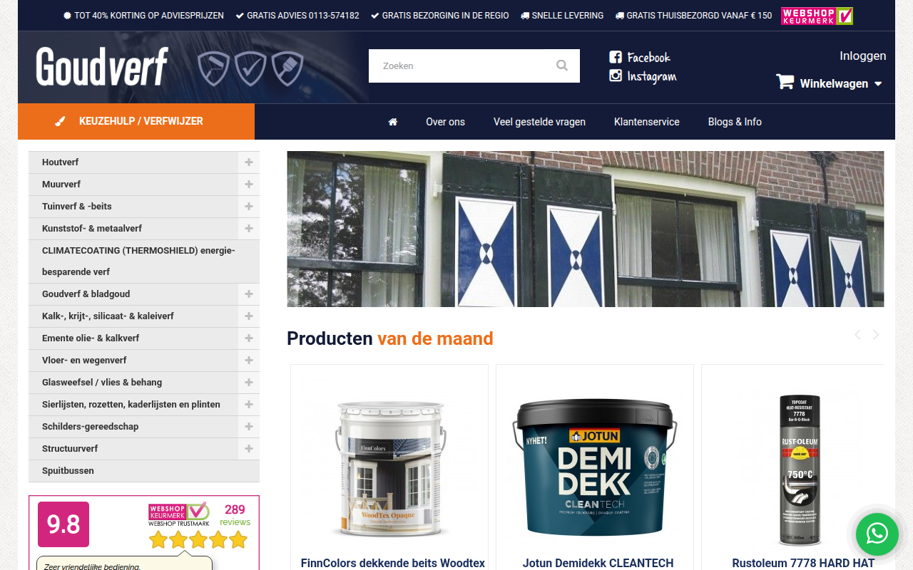 Screenshot van goudverf.com