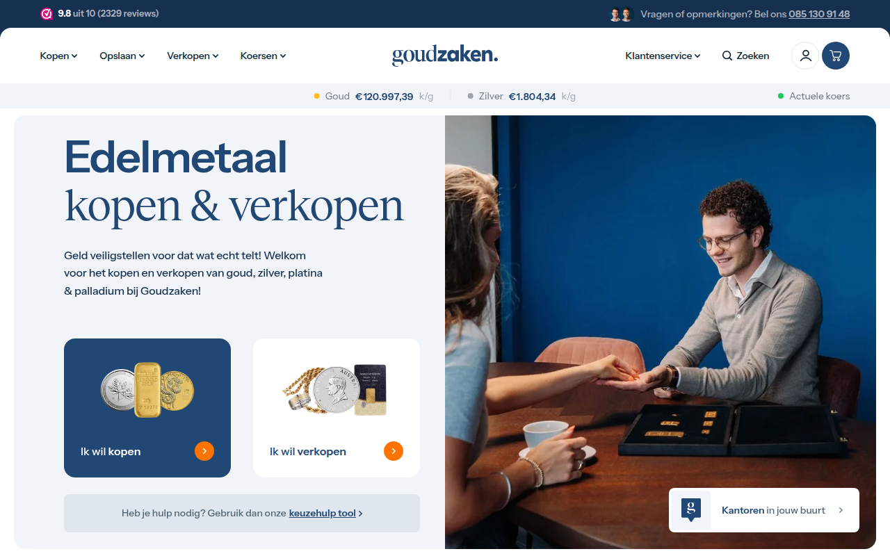 Screenshot van goudzaken.nl
