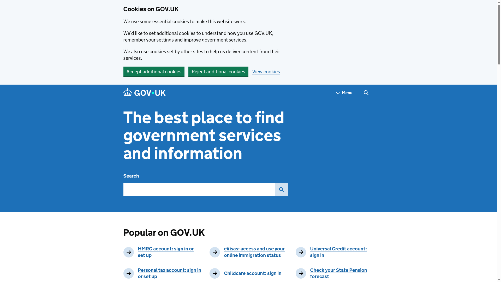 Screenshot van gov.uk