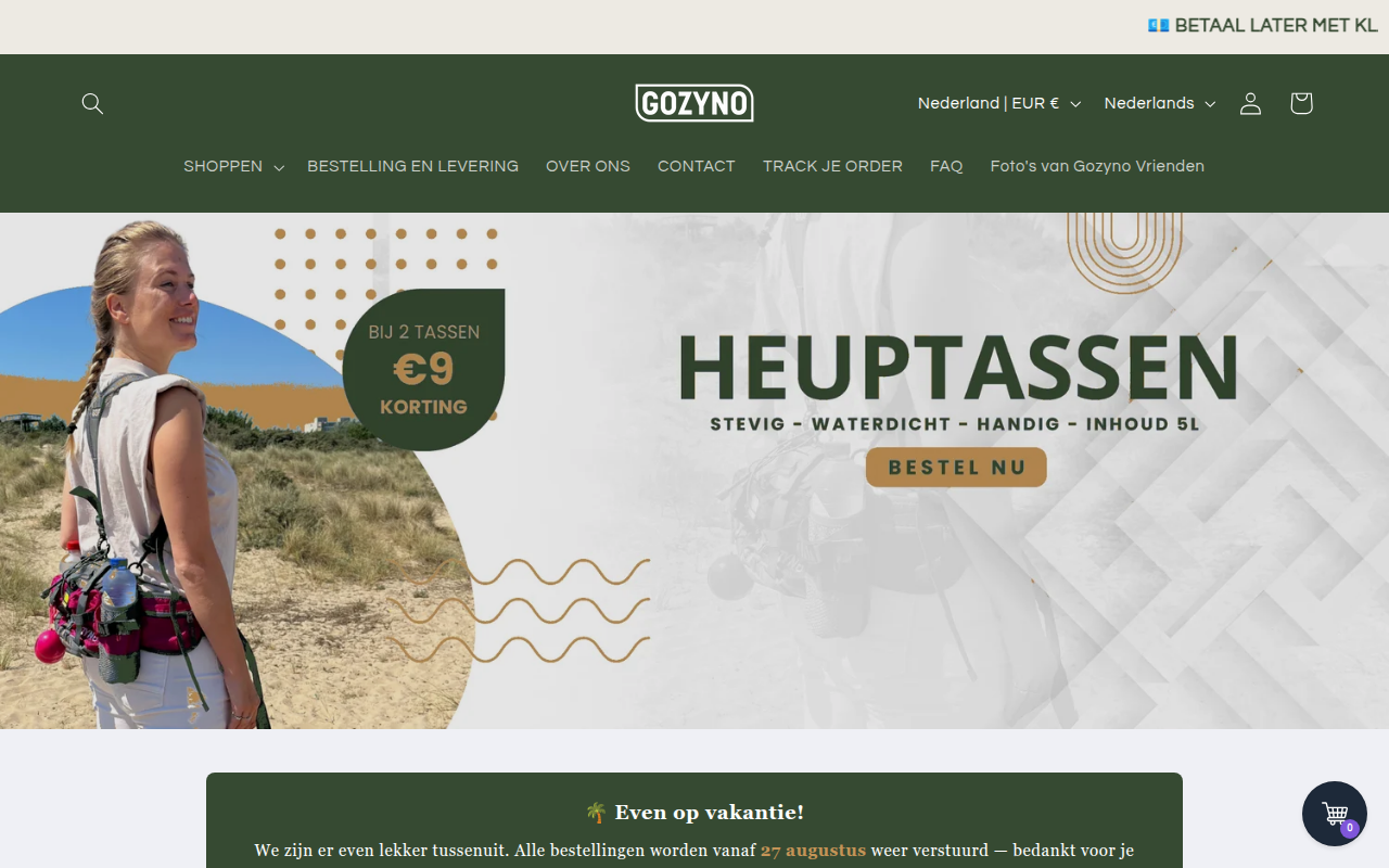 Screenshot van Gozyno.nl