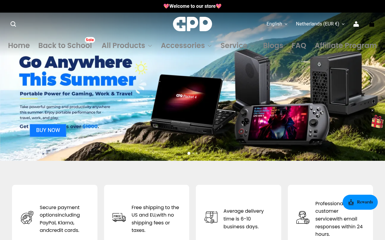Screenshot van gpd-minipc.com