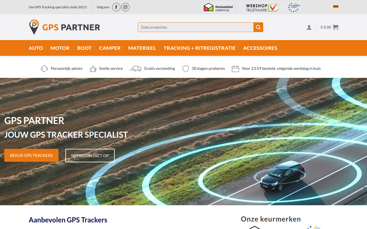 Screenshot van gps-partner.nl