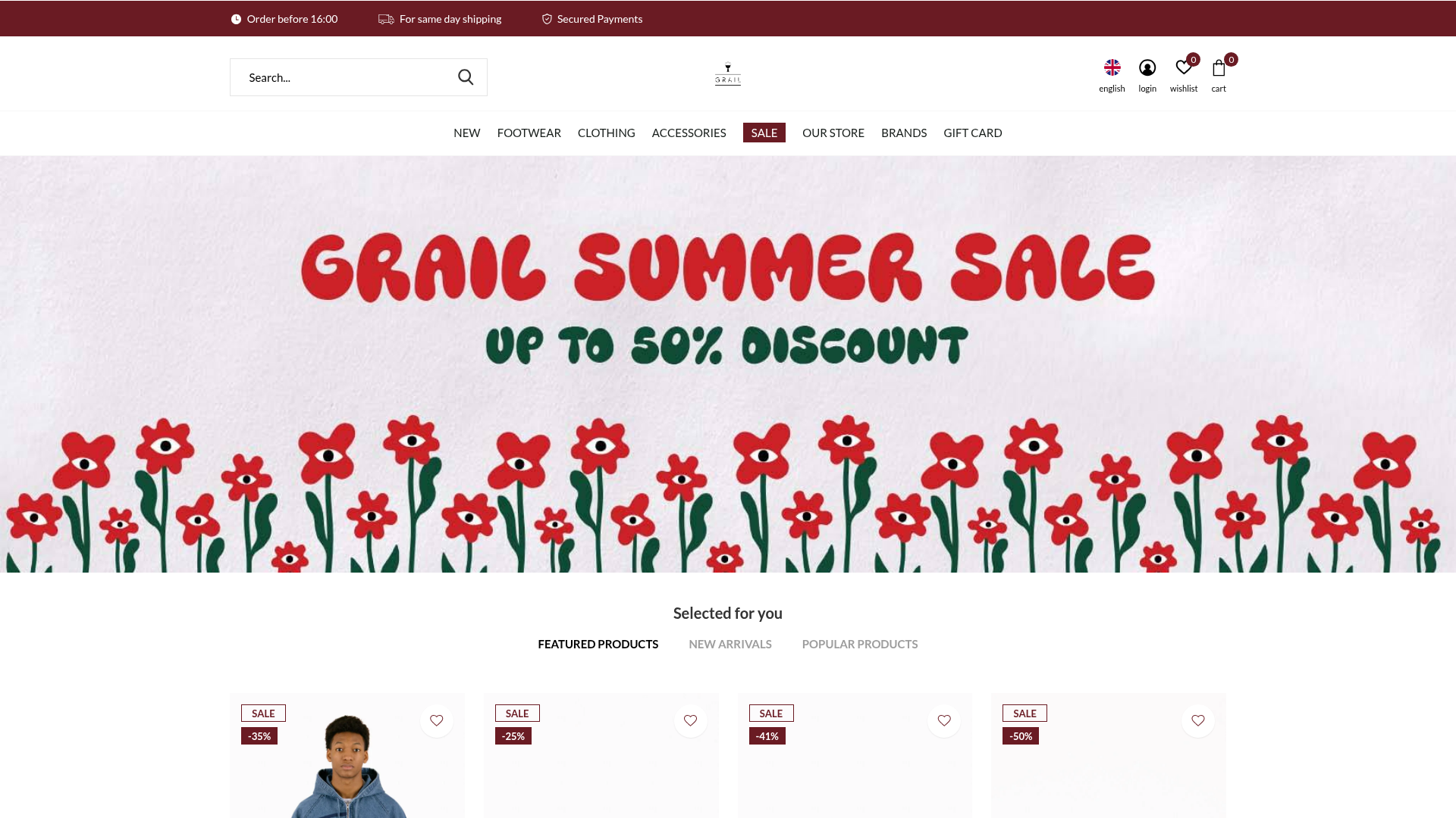 Screenshot van grail-store.com
