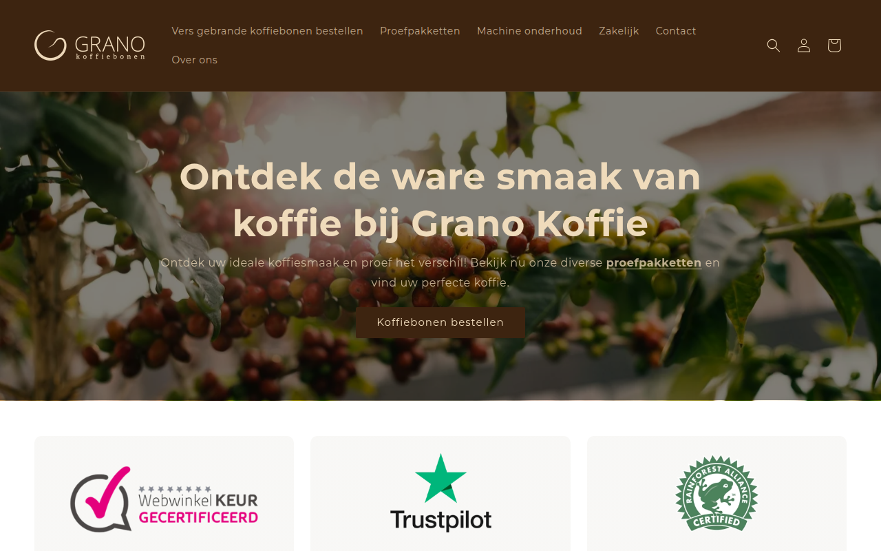 Screenshot van granokoffie.store