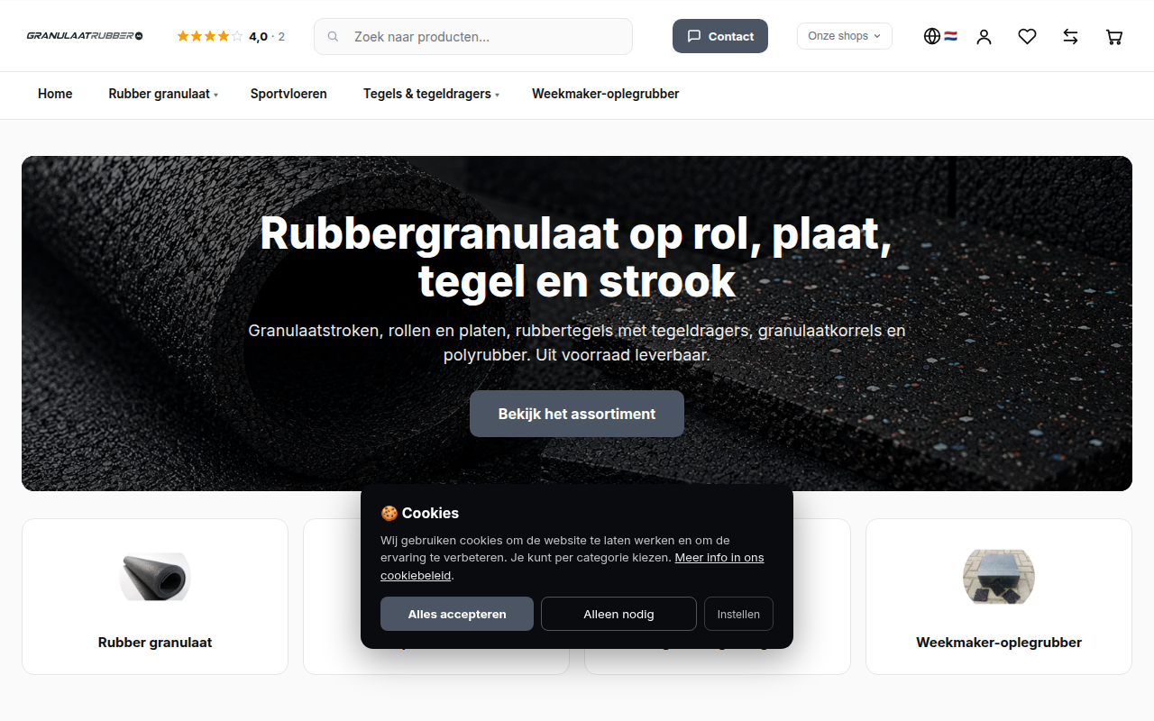 Screenshot van granulaatrubber.nl