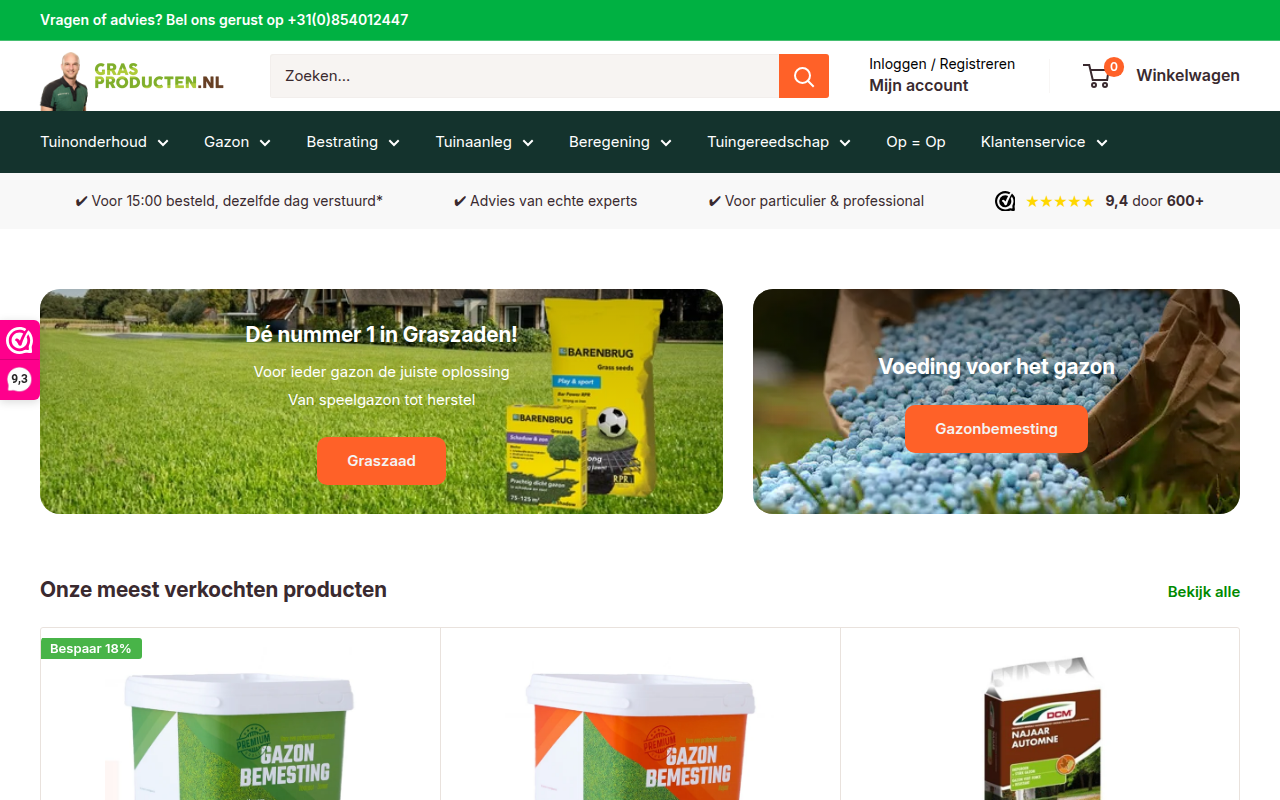 Screenshot van grasproducten.nl