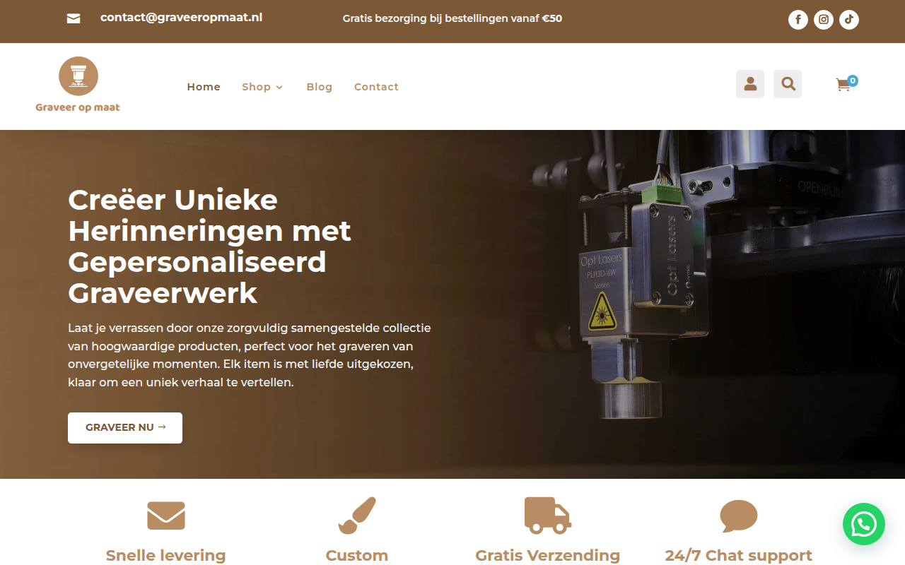 Screenshot van graveeropmaat.nl