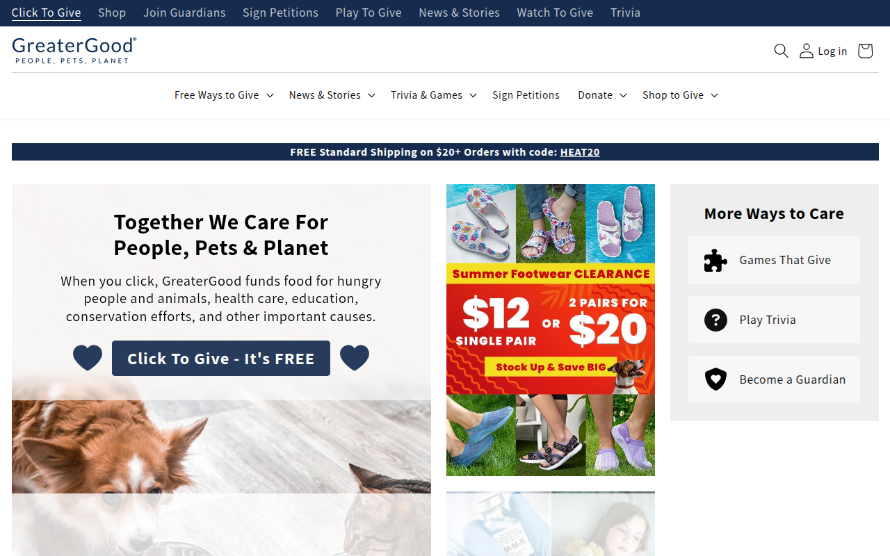 Screenshot van greatergood.com