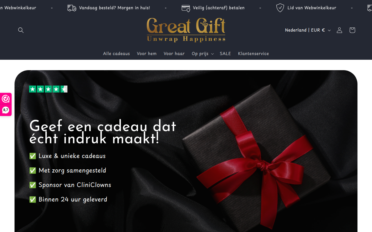 Screenshot van greatgift.nl