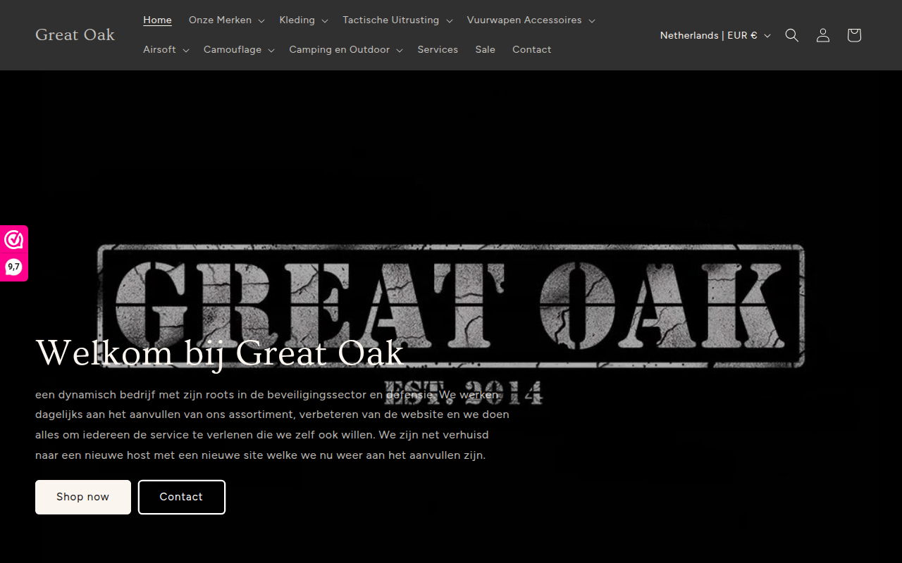 Screenshot van greatoak.nl