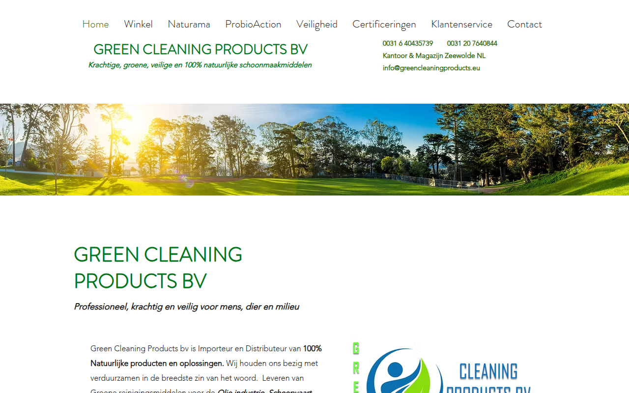 Screenshot van greencleaningproducts.eu