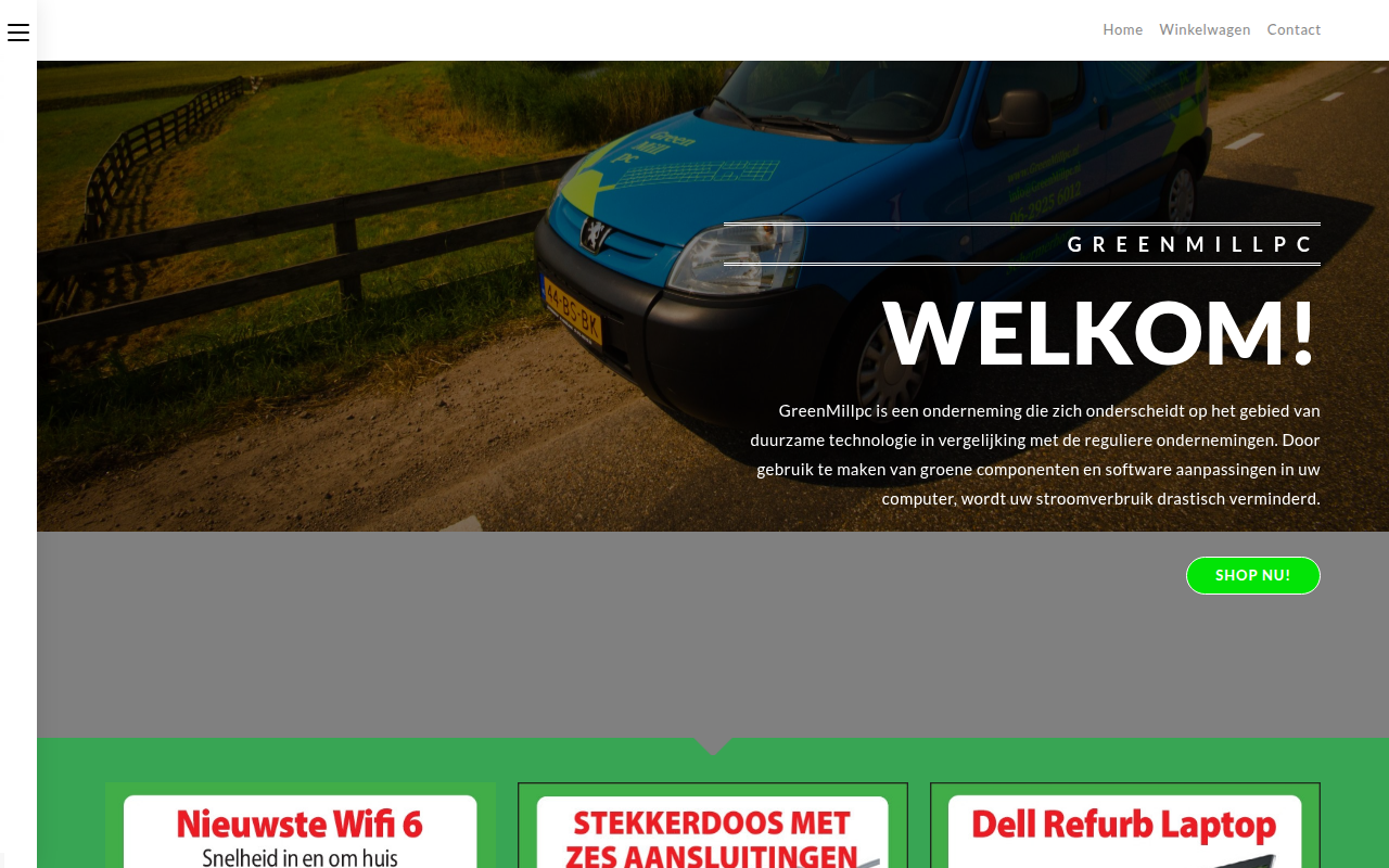 Screenshot van greenmillpc.nl