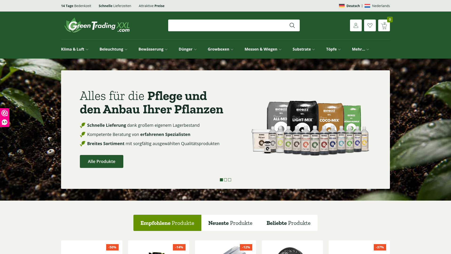Screenshot van greentradingxxl.com