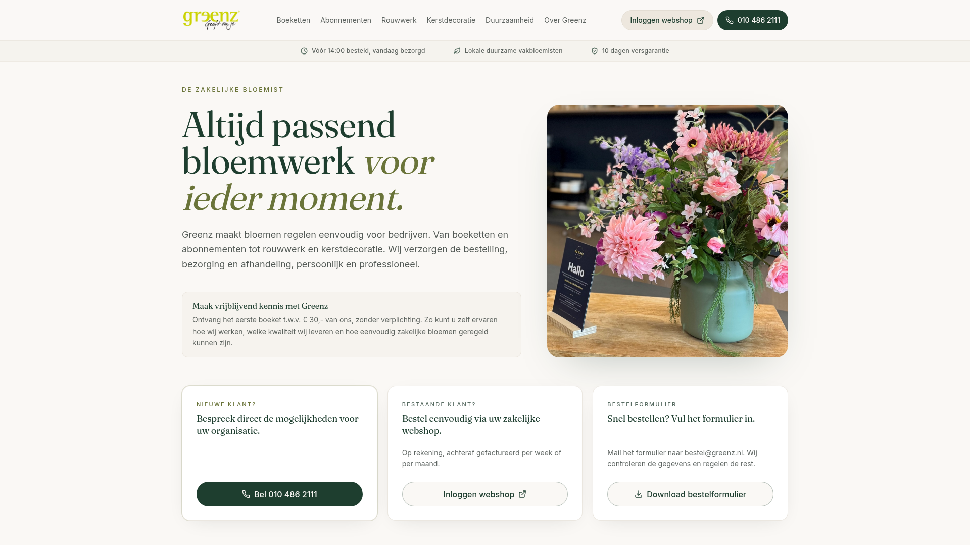 Screenshot van greenz.nl