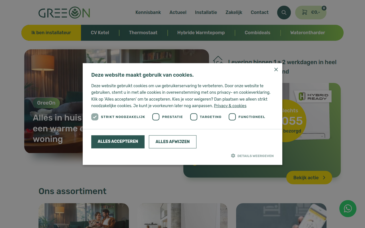 Screenshot van greeon.nl