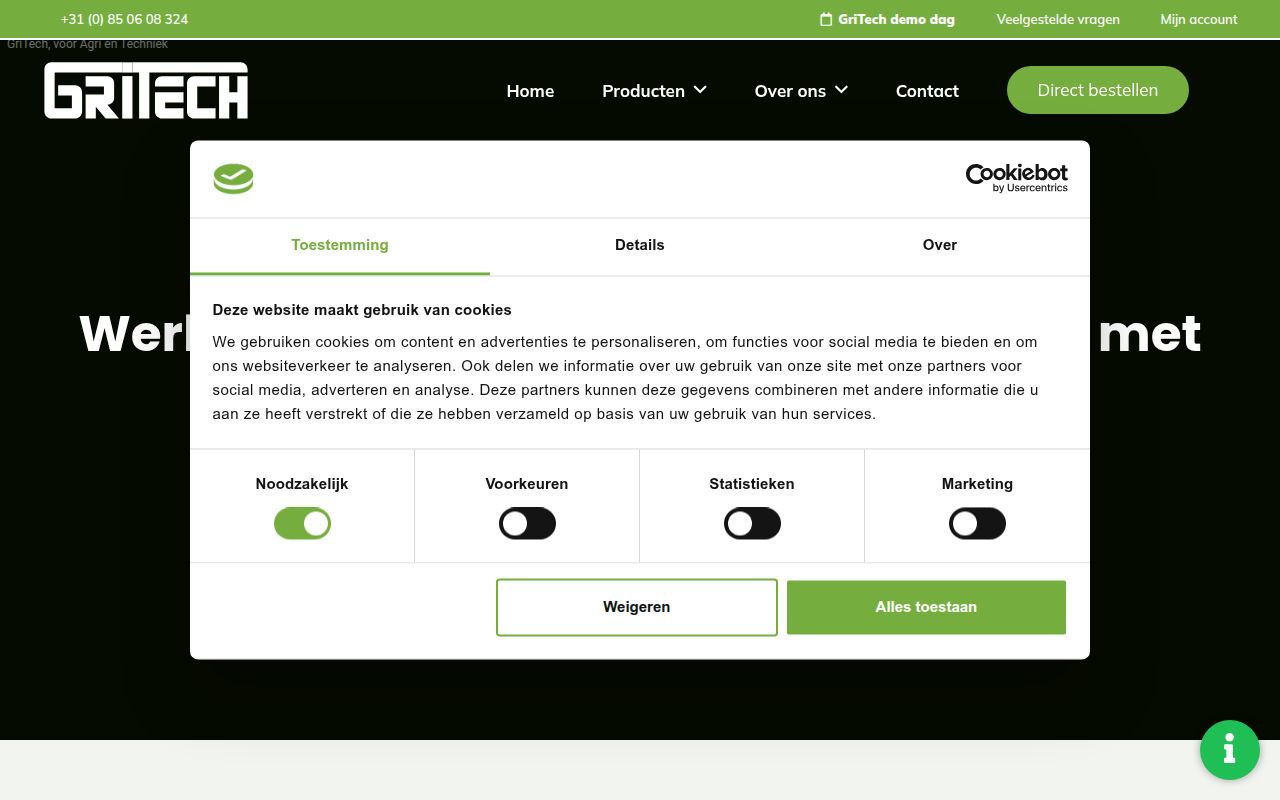 Screenshot van gritech.nl