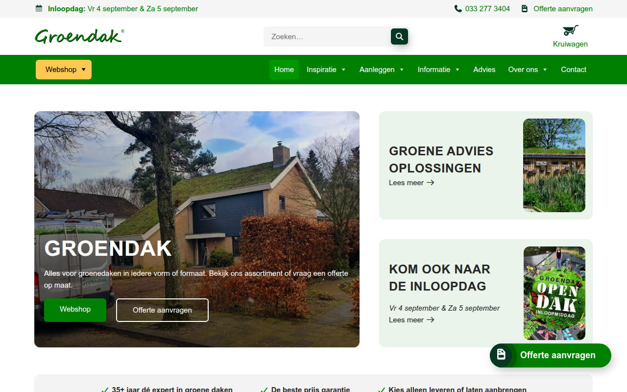 Screenshot van groendak.nl